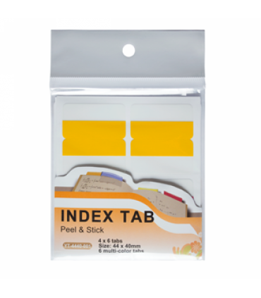 Permanent stick index plastic transparent cu margine color 44x40 mm, 6 culori 4 file/set