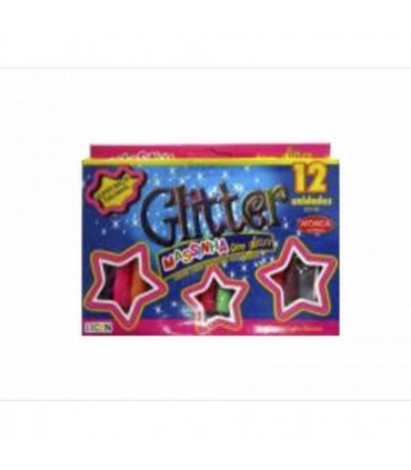 Plastilina cu sclipici 100 gr, 12 culori/set