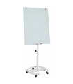 Flipchart magnetic din sticla, suport mobil rotund cu 5 rotile 70x100 cm EVOffice
