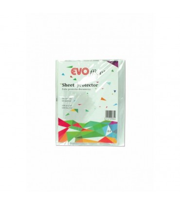 Folie protectie documente A4 cristal, 50 microni, 100 buc/set EVOffice Superior Line