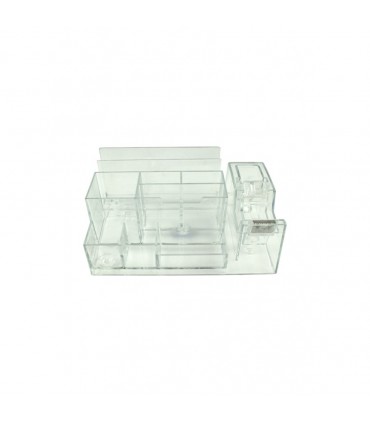 Suport plastic birou, 9 compartimente si dispenser, pentru banda adeziva Ark