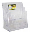 Suport plastic A4 transparent, vertical, pentru documente birou sau perete, 3 compartimente