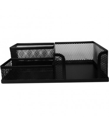 Suport metalic, cu 2 compartimente pentru instrumente scris si 1 compartiment pentru cub hartie Mesh