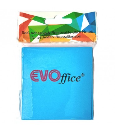 Notes Autoadeziv 76x76 mm, Culori Neon Variate - 100 File, Marca EVOffice