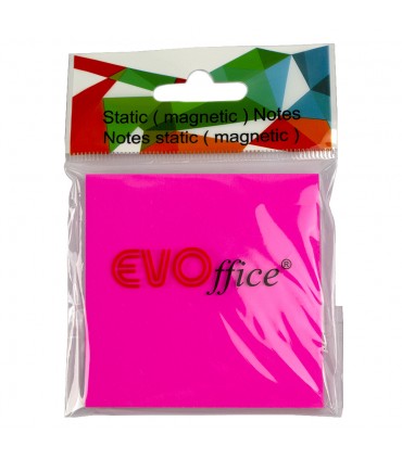 Notes Statice Magnetice 75x75 mm - 100 File, Culori Neon Variate, Marca EVOffice
