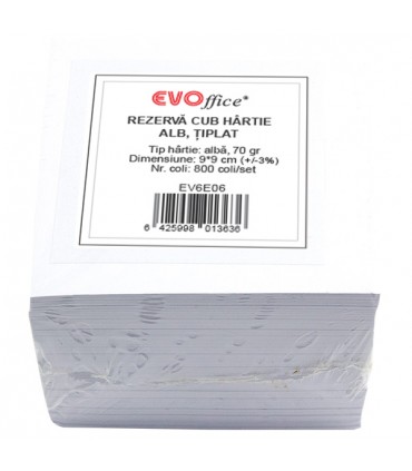 Rezervă Cub 9x9 cm, Hârtie Albă 70 g, 800 Coli - Marca EVOffice