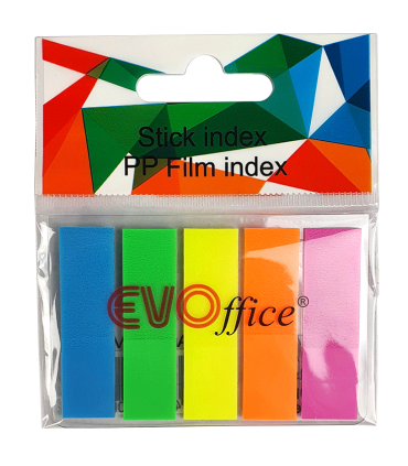 Stick Index Plastic 45x12.7 mm, 5 Culori Neon - Marca EVOffice
