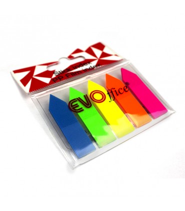 Stick Index Plastic 44x12.7 mm, 5 Culori Neon - Marca EVOffice