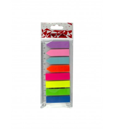 Stick Index Plastic cu Riglă 44x12.7 mm, 8 Culori Neon - 25 File - Marca EVOffice