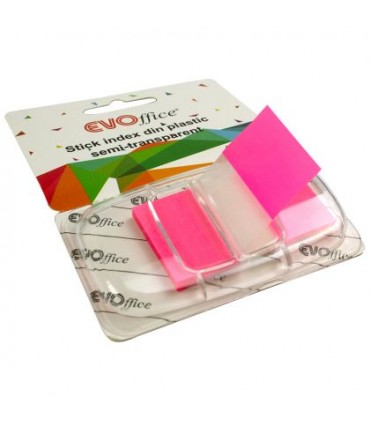 Stick Index Plastic cu Dispencer 43.2x25.4 mm, Culori Variate Neon, 50 File - Marca EVOffice