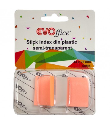 Stick Index Plastic cu Dispencer 43.2x25.4 mm, Culori Variate Neon, 50 File - Marca EVOffice