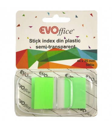 Stick Index Plastic cu Dispencer 43.2x25.4 mm, Culori Variate Neon, 50 File - Marca EVOffice