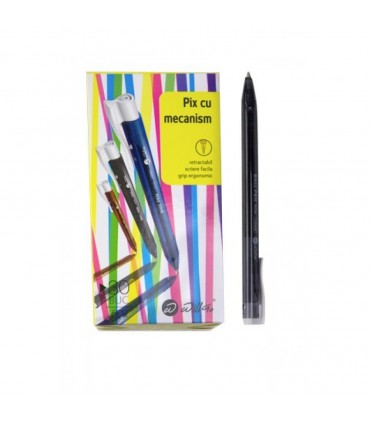 Pix plastic transparent, color cu mecanism Willgo H502 - negru