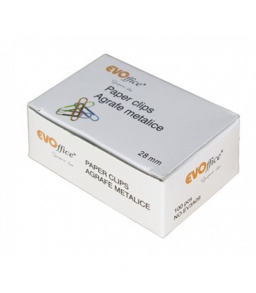 Agrafe color 28mm, 100buc/cutie, EVOffice