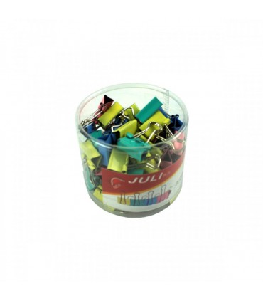 Clip hartie 15mm, culori asortate, 60buc/cutie plastic