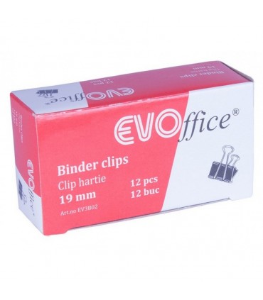 Clip hartie 19mm, 12 buc/cutie, EVOffice
