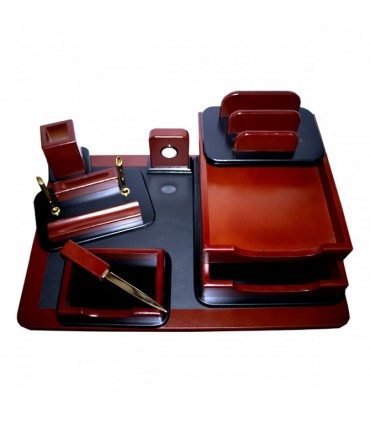 Set de birou lux din lemn EVOffice 8 piese - cires