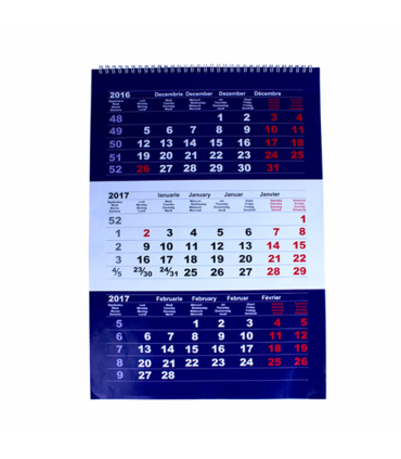Calendar triptic de perete dimensiuni 29.5x42 cm