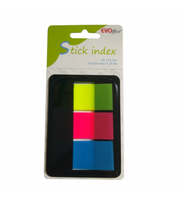 Stick Index Plastic 45x20 mm, 3 Culori Neon - Marca EVOffice