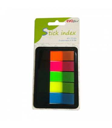 Stick Index Plastic 45x12 mm, 5 Culori Neon - Marca EVOffice
